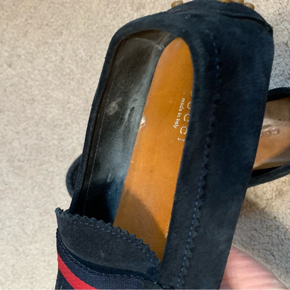 Gucci moccasins drivers loafers blue/red women’s size 38 1/2 - Picture 10 of 16